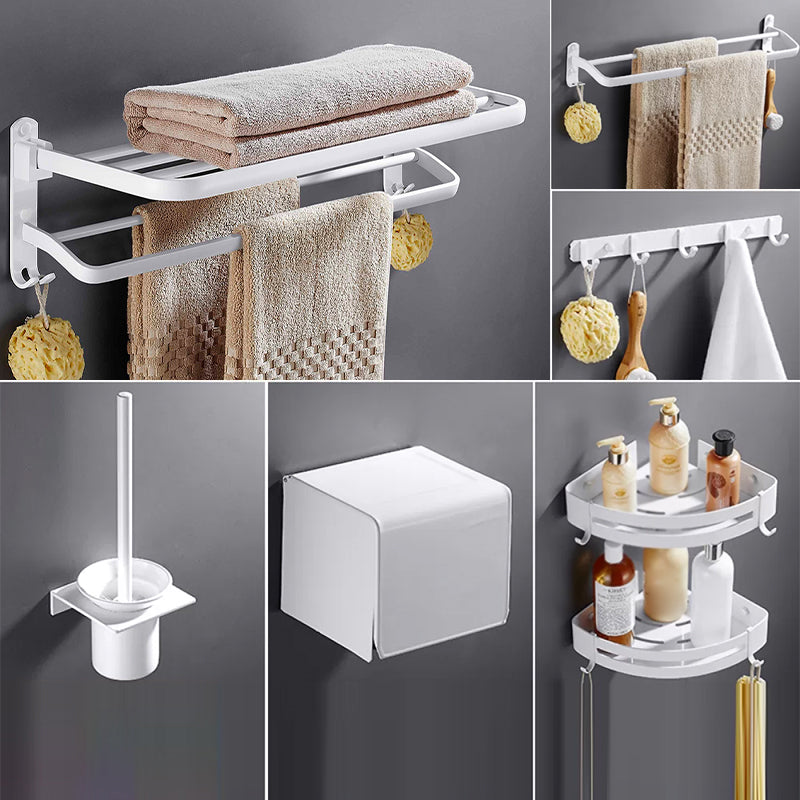White Bathroom Accessories Hardware Set Modern Bathroom Accessory Kit, Towel Bar 2 6-Piece Set (Row Hook) Clearhalo 'Bathroom Hardware Sets' 'Bathroom Hardware' 'Bathroom Remodel & Bathroom Fixtures' 'bathroom_hardware_sets' 'Home Improvement' 'home_improvement' 'home_improvement_bathroom_hardware_sets' 7258758