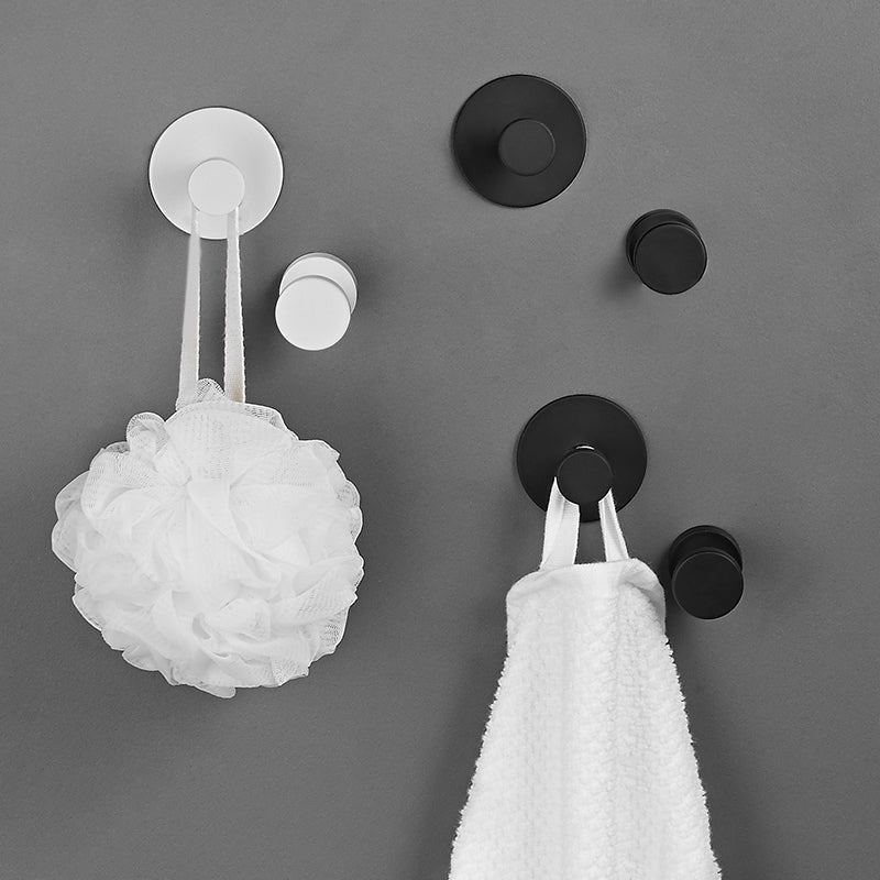 Modern 5-Piece Bathroom Accessory Set, Matte Black/White Robe Hooks Clearhalo 'Bathroom Hardware Sets' 'Bathroom Hardware' 'Bathroom Remodel & Bathroom Fixtures' 'bathroom_hardware_sets' 'Home Improvement' 'home_improvement' 'home_improvement_bathroom_hardware_sets' 7258761
