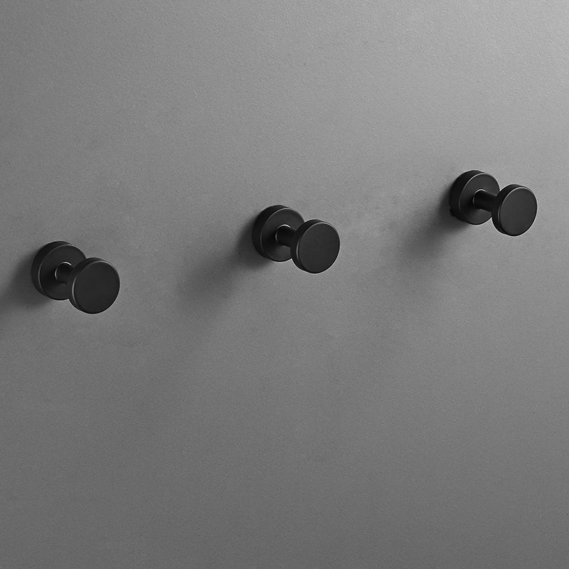 Modern 5-Piece Bathroom Accessory Set, Matte Black/White Robe Hooks Black 3 Piece Set Towel/Robe Hook (Single Hook) Clearhalo 'Bathroom Hardware Sets' 'Bathroom Hardware' 'Bathroom Remodel & Bathroom Fixtures' 'bathroom_hardware_sets' 'Home Improvement' 'home_improvement' 'home_improvement_bathroom_hardware_sets' 7258764
