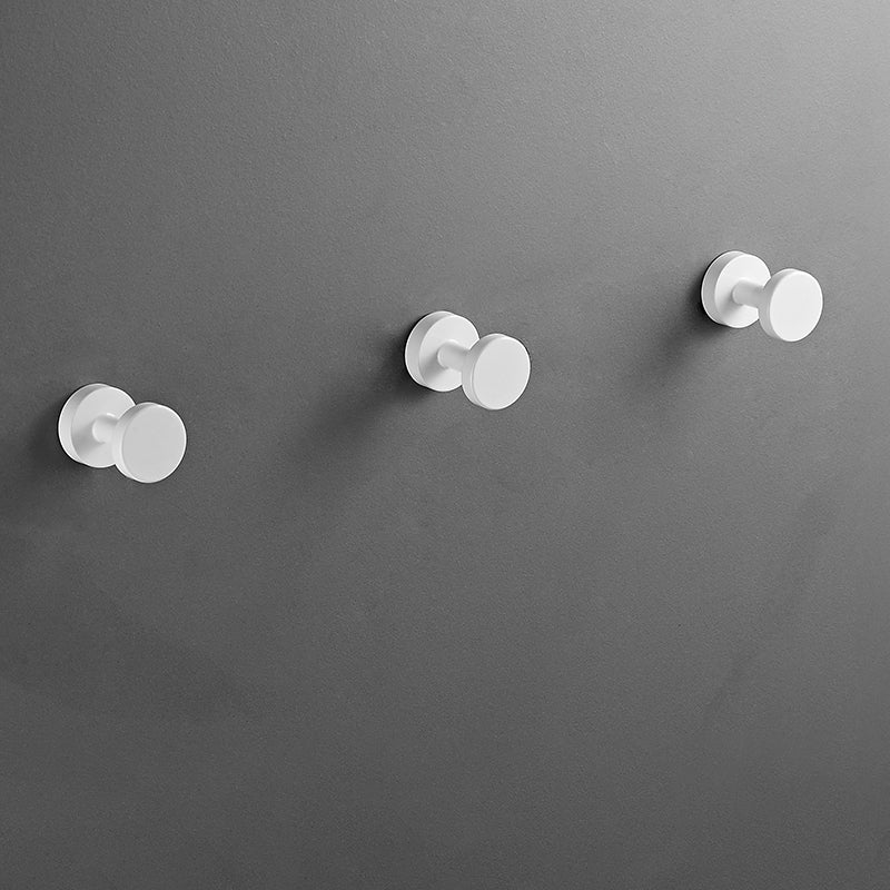 Modern 5-Piece Bathroom Accessory Set, Matte Black/White Robe Hooks White 3 Piece Set Towel/Robe Hook (Single Hook) Clearhalo 'Bathroom Hardware Sets' 'Bathroom Hardware' 'Bathroom Remodel & Bathroom Fixtures' 'bathroom_hardware_sets' 'Home Improvement' 'home_improvement' 'home_improvement_bathroom_hardware_sets' 7258770