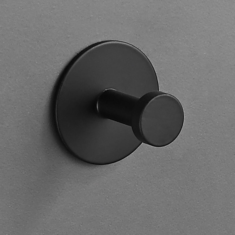 Modern 5-Piece Bathroom Accessory Set, Matte Black/White Robe Hooks Black 1 Piece Round Single Hook Clearhalo 'Bathroom Hardware Sets' 'Bathroom Hardware' 'Bathroom Remodel & Bathroom Fixtures' 'bathroom_hardware_sets' 'Home Improvement' 'home_improvement' 'home_improvement_bathroom_hardware_sets' 7258773