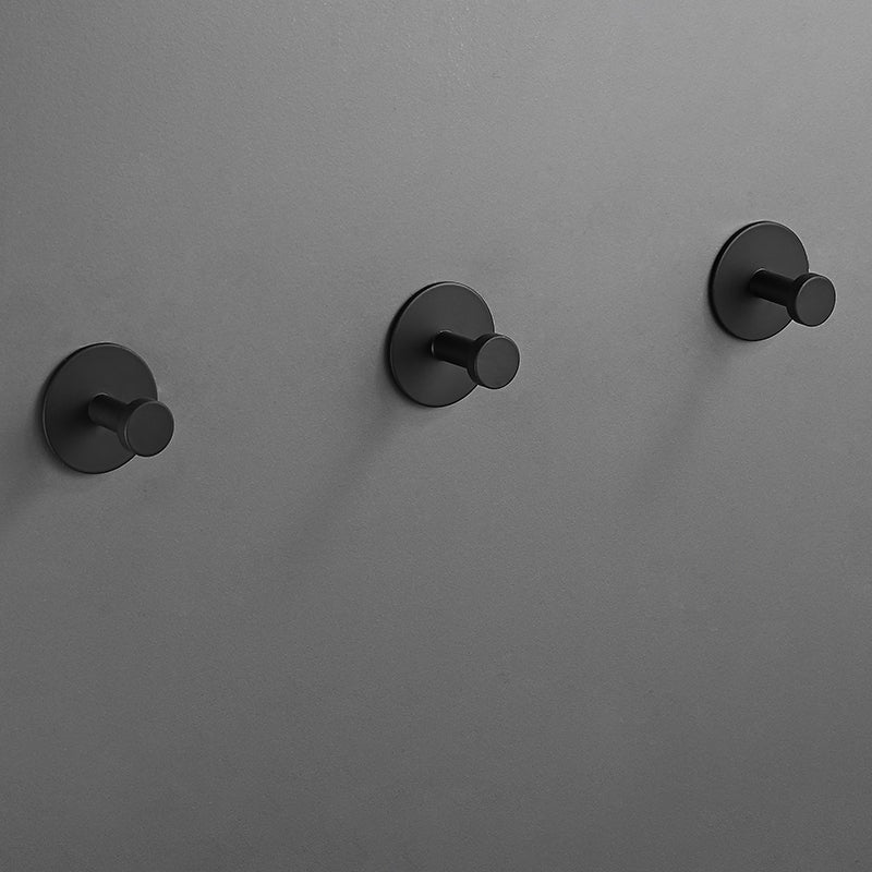 Modern 5-Piece Bathroom Accessory Set, Matte Black/White Robe Hooks Black 3 Piece Set Round Single Hook Clearhalo 'Bathroom Hardware Sets' 'Bathroom Hardware' 'Bathroom Remodel & Bathroom Fixtures' 'bathroom_hardware_sets' 'Home Improvement' 'home_improvement' 'home_improvement_bathroom_hardware_sets' 7258775