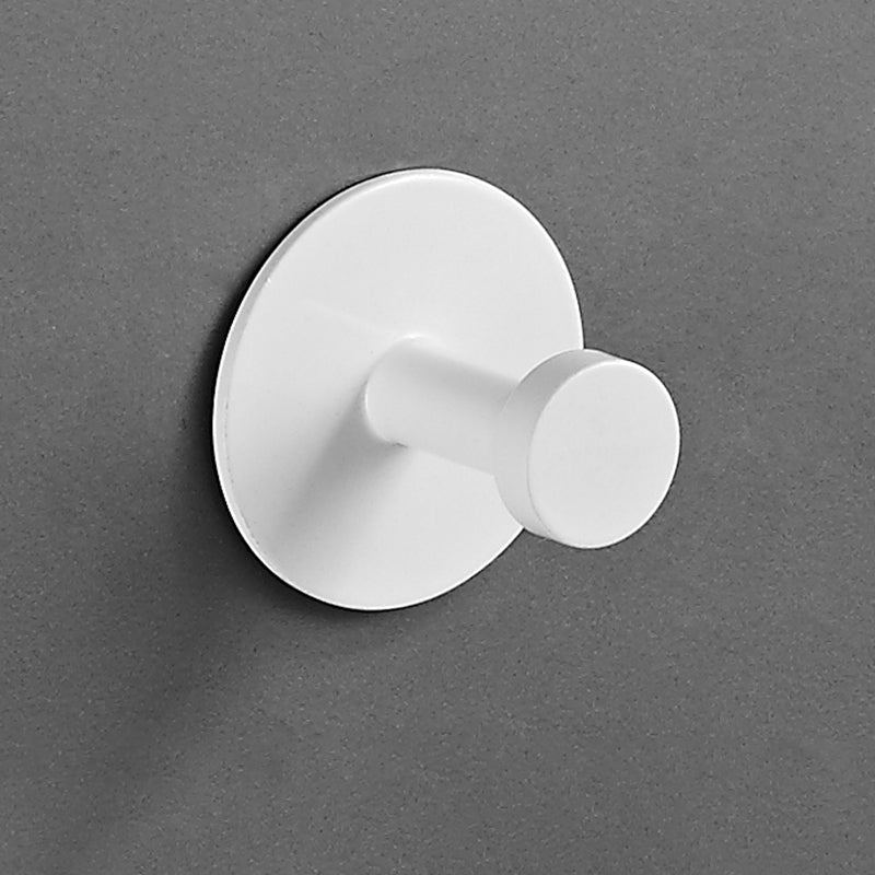 Modern 5-Piece Bathroom Accessory Set, Matte Black/White Robe Hooks White 1 Piece Round Single Hook Clearhalo 'Bathroom Hardware Sets' 'Bathroom Hardware' 'Bathroom Remodel & Bathroom Fixtures' 'bathroom_hardware_sets' 'Home Improvement' 'home_improvement' 'home_improvement_bathroom_hardware_sets' 7258779