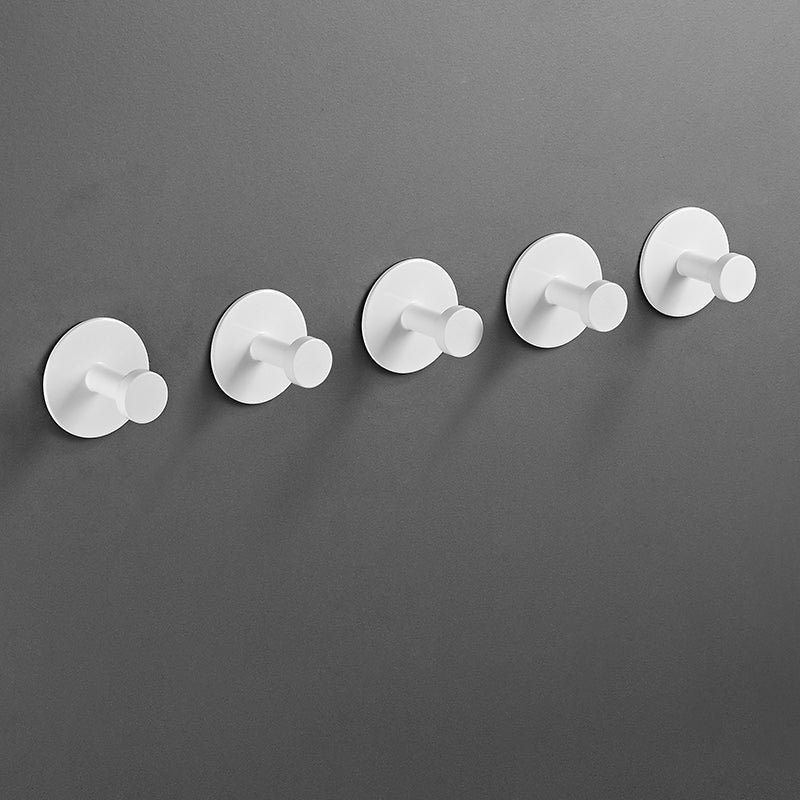Modern 5-Piece Bathroom Accessory Set, Matte Black/White Robe Hooks White 5 Piece Set Round Single Hook Clearhalo 'Bathroom Hardware Sets' 'Bathroom Hardware' 'Bathroom Remodel & Bathroom Fixtures' 'bathroom_hardware_sets' 'Home Improvement' 'home_improvement' 'home_improvement_bathroom_hardware_sets' 7258782