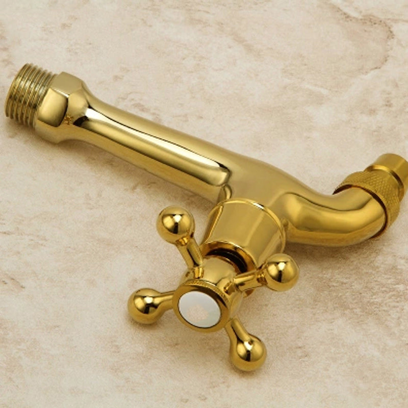 Glam Wall Mounted Bathroom Faucet Cross Handle Low Arc Circular Vessel Faucet Clearhalo 'Bathroom Remodel & Bathroom Fixtures' 'Bathroom Sink Faucets' 'Bathroom Sinks & Faucet Components' 'bathroom_sink_faucets' 'Home Improvement' 'home_improvement' 'home_improvement_bathroom_sink_faucets' 7260053