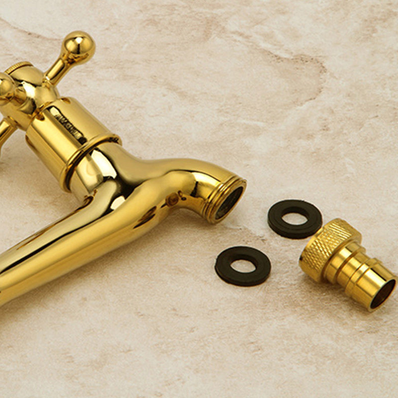 Glam Wall Mounted Bathroom Faucet Cross Handle Low Arc Circular Vessel Faucet Clearhalo 'Bathroom Remodel & Bathroom Fixtures' 'Bathroom Sink Faucets' 'Bathroom Sinks & Faucet Components' 'bathroom_sink_faucets' 'Home Improvement' 'home_improvement' 'home_improvement_bathroom_sink_faucets' 7260057