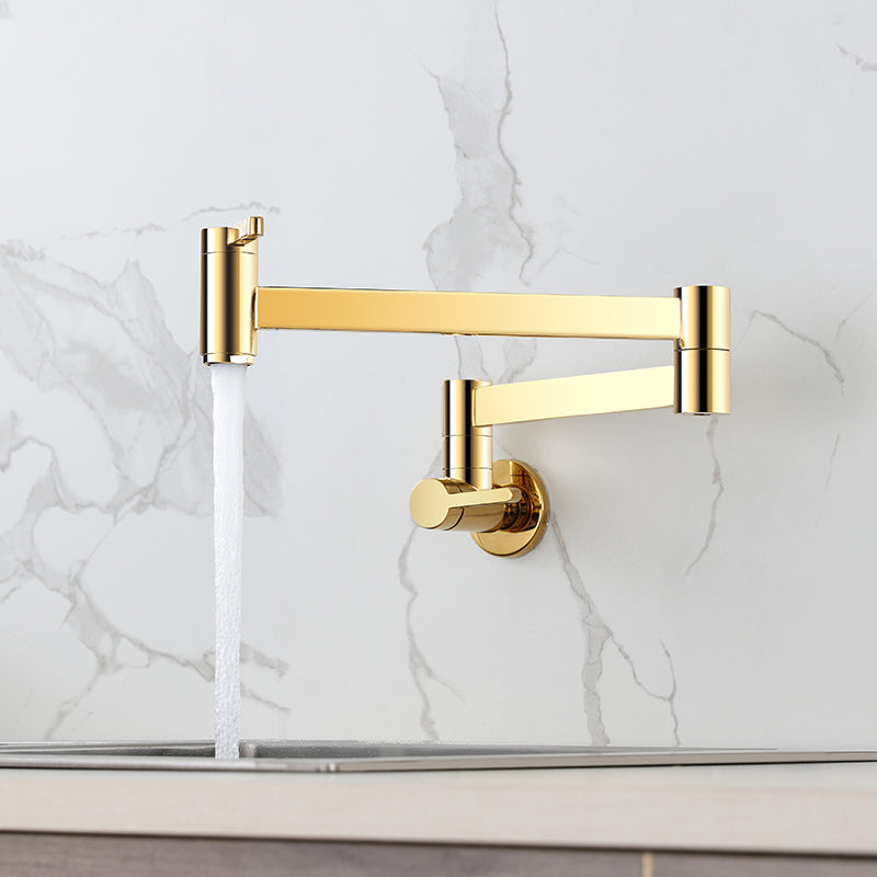 Modern Double Handle Wall Mounted Pot Filler Low Profile Filler Dark Gold Clearhalo 'Home Improvement' 'home_improvement' 'home_improvement_kitchen_faucets' 'Kitchen Faucets' 'Kitchen Remodel & Kitchen Fixtures' 'Kitchen Sinks & Faucet Components' 'kitchen_faucets' 7260106