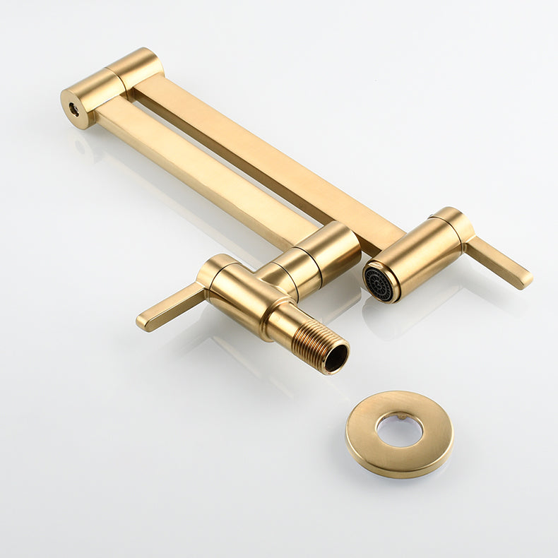 Modern Double Handle Wall Mounted Pot Filler Low Profile Filler Clearhalo 'Home Improvement' 'home_improvement' 'home_improvement_kitchen_faucets' 'Kitchen Faucets' 'Kitchen Remodel & Kitchen Fixtures' 'Kitchen Sinks & Faucet Components' 'kitchen_faucets' 7260110