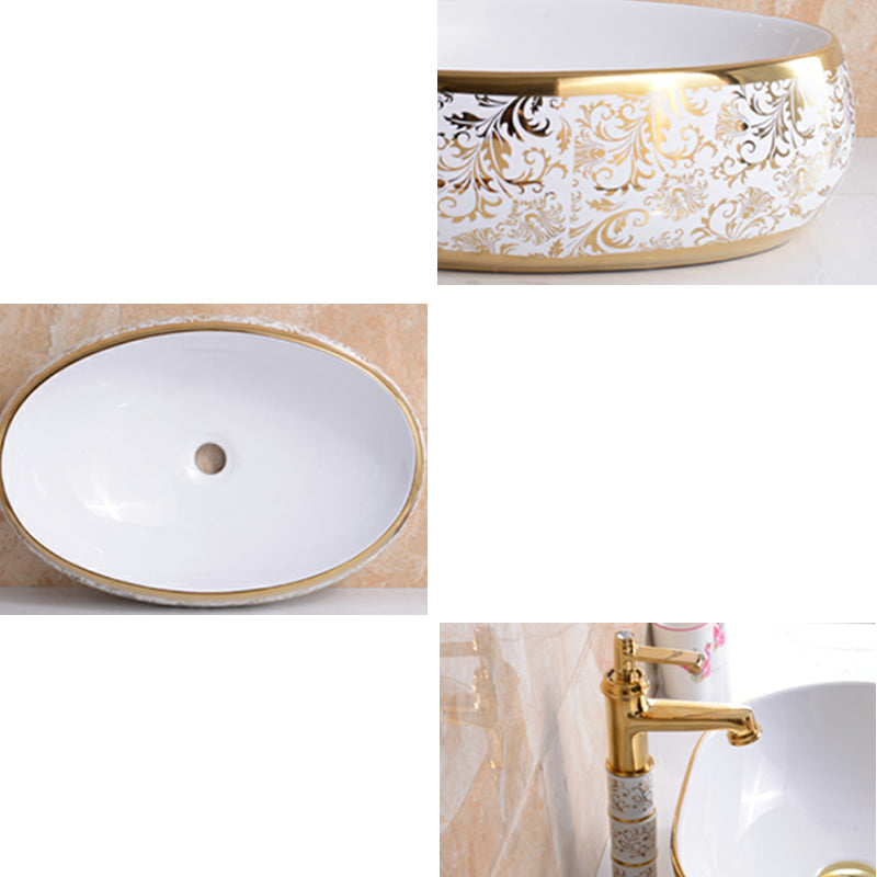 Traditional Vessel Bathroom Sink Oval Porcelain with Overflow Vessel Clearhalo 'Bathroom Remodel & Bathroom Fixtures' 'Bathroom Sinks & Faucet Components' 'Bathroom Sinks' 'bathroom_sink' 'Home Improvement' 'home_improvement' 'home_improvement_bathroom_sink' 7260157
