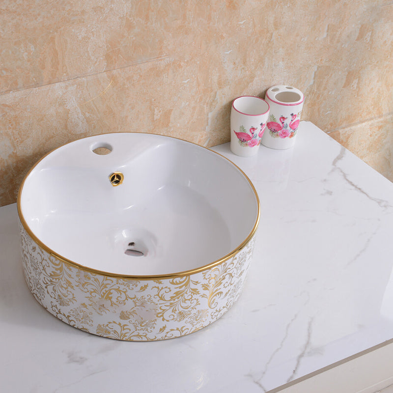 Traditional Vessel Bathroom Sink Oval Porcelain with Overflow Vessel Clearhalo 'Bathroom Remodel & Bathroom Fixtures' 'Bathroom Sinks & Faucet Components' 'Bathroom Sinks' 'bathroom_sink' 'Home Improvement' 'home_improvement' 'home_improvement_bathroom_sink' 7260165