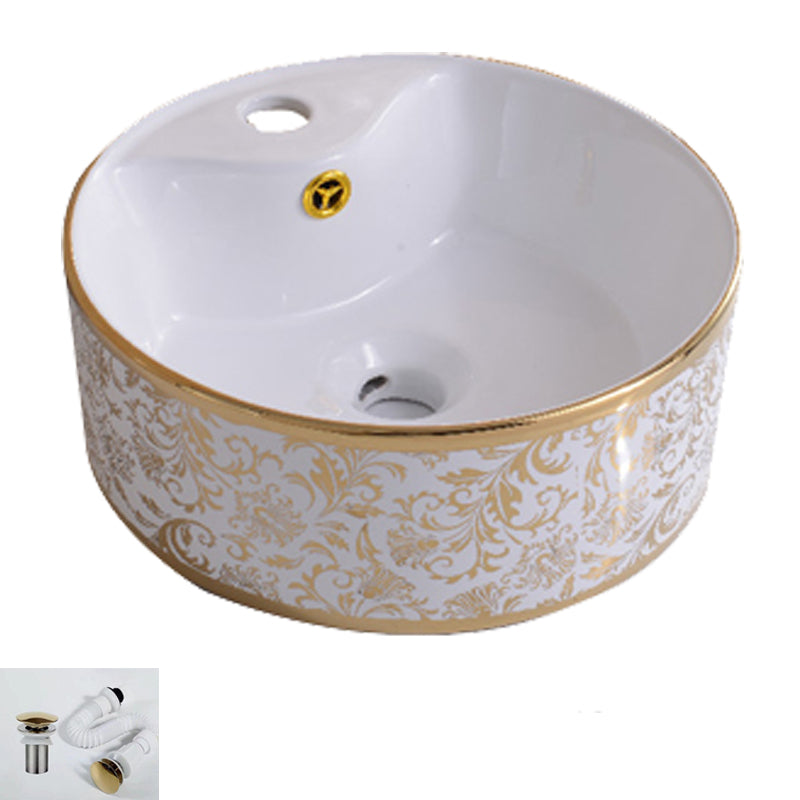 Traditional Vessel Bathroom Sink Oval Porcelain with Overflow Vessel 16"L x 16"W x 6"H White Sink Clearhalo 'Bathroom Remodel & Bathroom Fixtures' 'Bathroom Sinks & Faucet Components' 'Bathroom Sinks' 'bathroom_sink' 'Home Improvement' 'home_improvement' 'home_improvement_bathroom_sink' 7260179