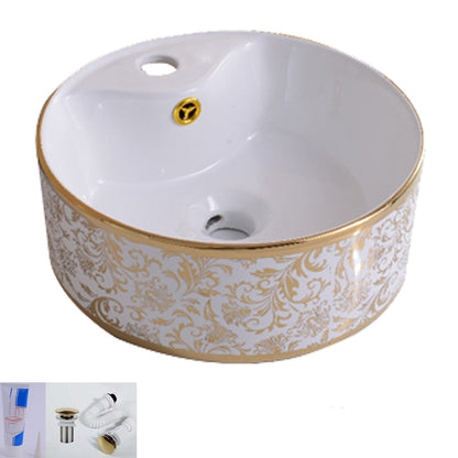Traditional Vessel Bathroom Sink Oval Porcelain with Overflow Vessel 14.2"L x 14.2"W x 5.5"H White Sink Clearhalo 'Bathroom Remodel & Bathroom Fixtures' 'Bathroom Sinks & Faucet Components' 'Bathroom Sinks' 'bathroom_sink' 'Home Improvement' 'home_improvement' 'home_improvement_bathroom_sink' 7260181
