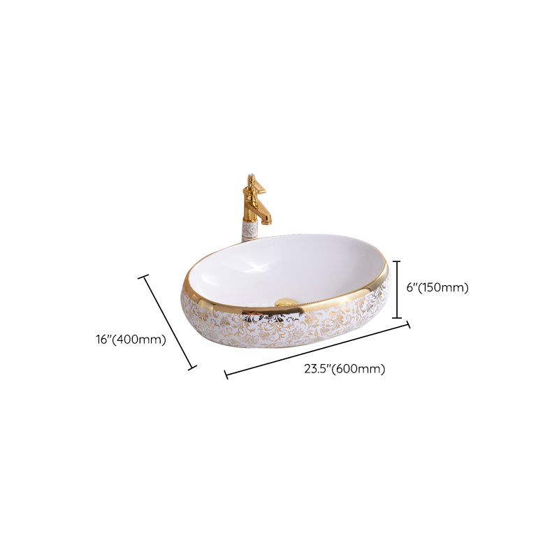 Traditional Vessel Bathroom Sink Oval Porcelain with Overflow Vessel Clearhalo 'Bathroom Remodel & Bathroom Fixtures' 'Bathroom Sinks & Faucet Components' 'Bathroom Sinks' 'bathroom_sink' 'Home Improvement' 'home_improvement' 'home_improvement_bathroom_sink' 7260182