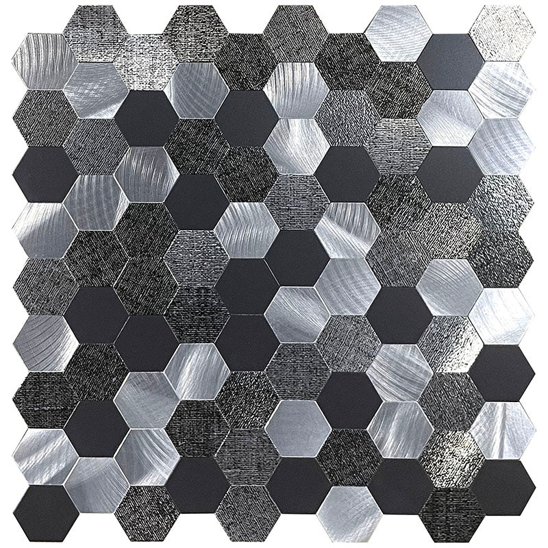 Water Resistant Peel & Stick Tile Hexagonal Mosaic Tile for Backsplash Wall Black-Gray Clearhalo 'Flooring 'Home Improvement' 'home_improvement' 'home_improvement_peel_stick_blacksplash' 'Peel & Stick Backsplash Tile' 'peel_stick_blacksplash' 'Walls & Ceilings' Walls and Ceiling' 7260659