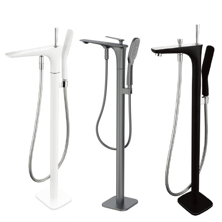 Modern Free Standing Tub Filler Faucet Copper with Hand Shower Freestanding Faucet Clearhalo 'Bathroom Remodel & Bathroom Fixtures' 'Bathtub Faucets' 'bathtub_faucets' 'Home Improvement' 'home_improvement' 'home_improvement_bathtub_faucets' 7260796