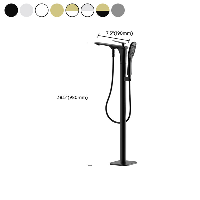 Modern Free Standing Tub Filler Faucet Copper with Hand Shower Freestanding Faucet Clearhalo 'Bathroom Remodel & Bathroom Fixtures' 'Bathtub Faucets' 'bathtub_faucets' 'Home Improvement' 'home_improvement' 'home_improvement_bathtub_faucets' 7260802