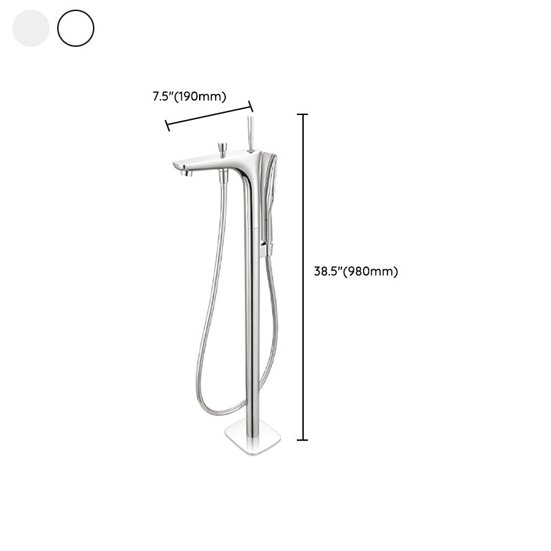 Modern Free Standing Tub Filler Faucet Copper with Hand Shower Freestanding Faucet Clearhalo 'Bathroom Remodel & Bathroom Fixtures' 'Bathtub Faucets' 'bathtub_faucets' 'Home Improvement' 'home_improvement' 'home_improvement_bathtub_faucets' 7260803
