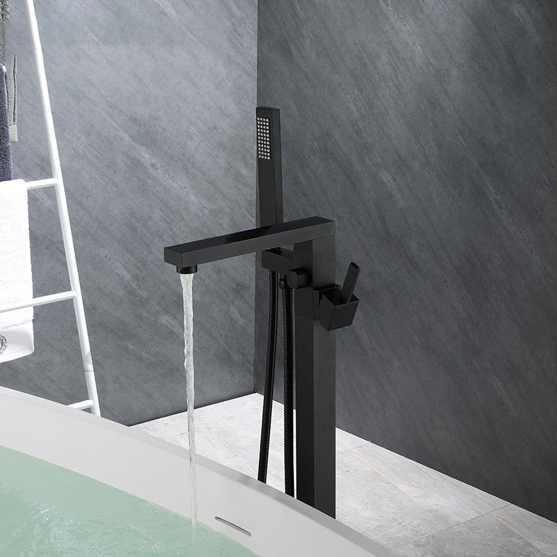 Modern Free Standing Tub Filler Faucet Copper with Handheld Shower Tub Filler Clearhalo 'Bathroom Remodel & Bathroom Fixtures' 'Bathtub Faucets' 'bathtub_faucets' 'Home Improvement' 'home_improvement' 'home_improvement_bathtub_faucets' 7260809