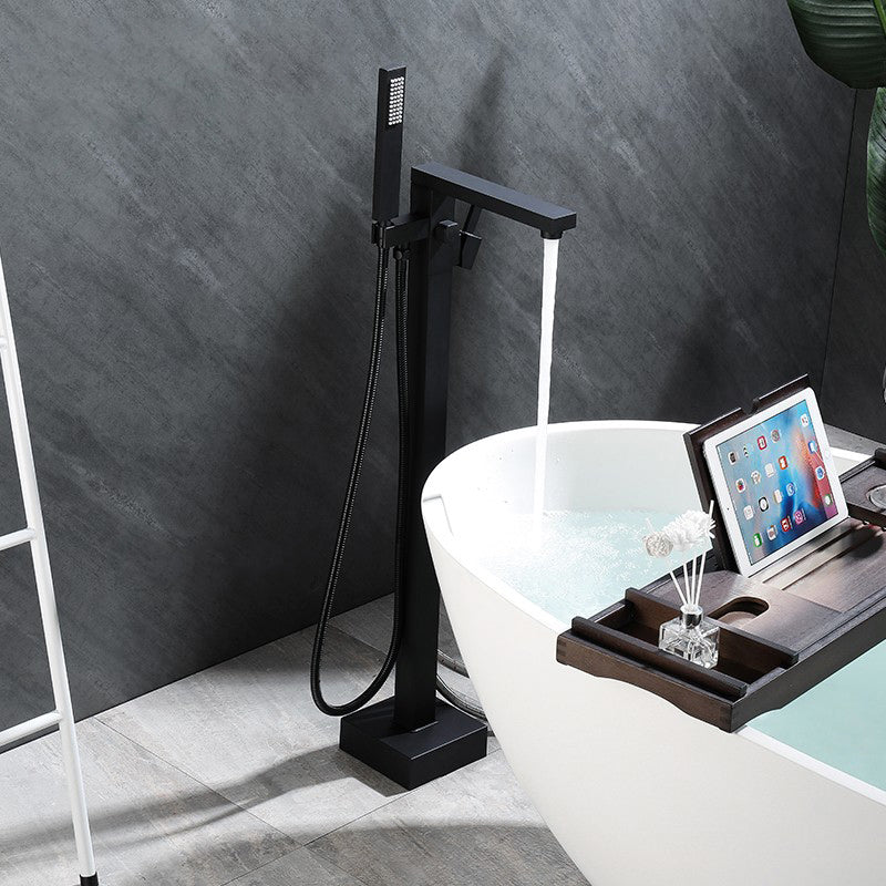 Modern Free Standing Tub Filler Faucet Copper with Handheld Shower Tub Filler Clearhalo 'Bathroom Remodel & Bathroom Fixtures' 'Bathtub Faucets' 'bathtub_faucets' 'Home Improvement' 'home_improvement' 'home_improvement_bathtub_faucets' 7260820