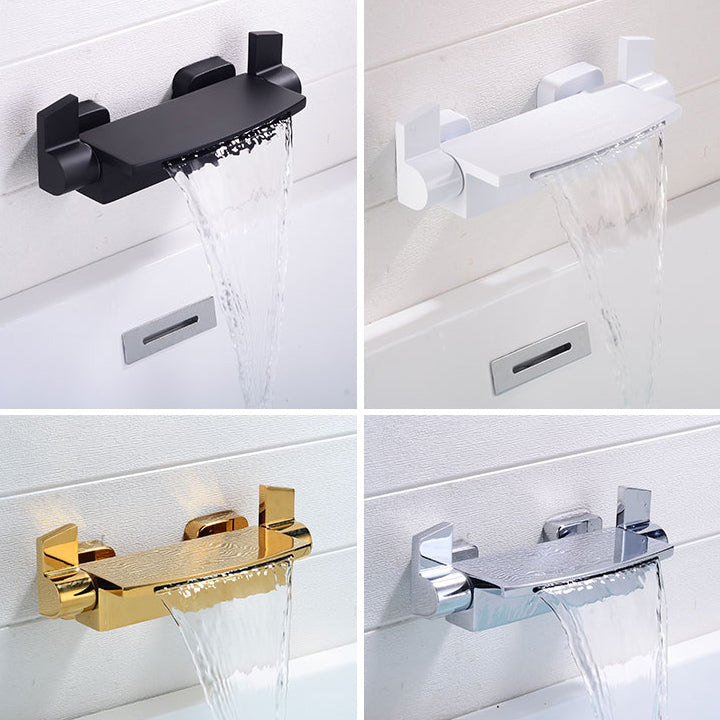 Modern Bathroom Faucet Copper Wall Mount Waterfall with Handheld Shower Tub Spouts Clearhalo 'Bathroom Remodel & Bathroom Fixtures' 'Bathtub Faucets' 'bathtub_faucets' 'Home Improvement' 'home_improvement' 'home_improvement_bathtub_faucets' 7260843