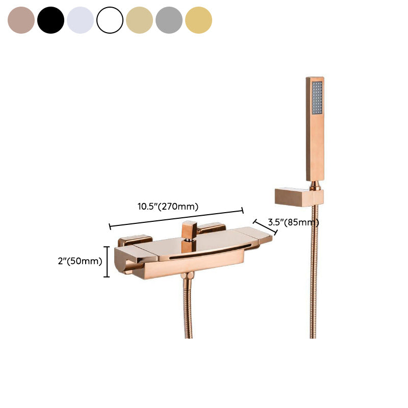 Modern Bathroom Faucet Copper Wall Mount Waterfall with Handheld Shower Tub Spouts Clearhalo 'Bathroom Remodel & Bathroom Fixtures' 'Bathtub Faucets' 'bathtub_faucets' 'Home Improvement' 'home_improvement' 'home_improvement_bathtub_faucets' 7260860