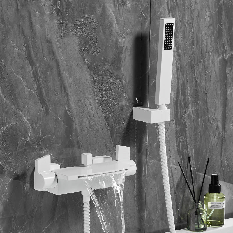 Modern Tub Spout Trim Copper Wall Mounted with Handshower Waterfall Bath Filler Clearhalo 'Bathroom Remodel & Bathroom Fixtures' 'Bathtub Faucets' 'bathtub_faucets' 'Home Improvement' 'home_improvement' 'home_improvement_bathtub_faucets' 7260863