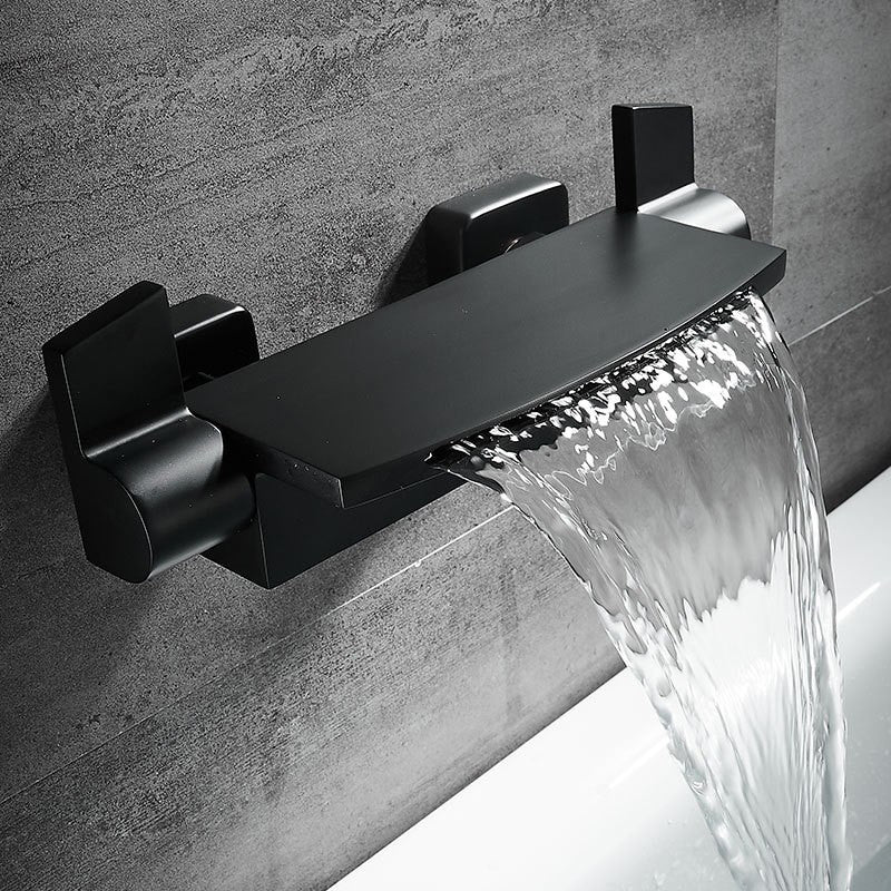 Modern Tub Spout Trim Copper Wall Mounted with Handshower Waterfall Bath Filler Black Hand Shower Not Included Clearhalo 'Bathroom Remodel & Bathroom Fixtures' 'Bathtub Faucets' 'bathtub_faucets' 'Home Improvement' 'home_improvement' 'home_improvement_bathtub_faucets' 7260869
