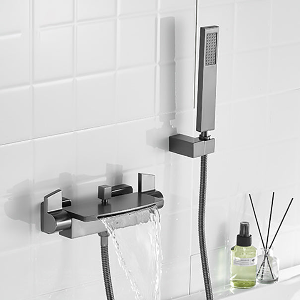 Modern Tub Spout Trim Copper Wall Mounted with Handshower Waterfall Bath Filler Clearhalo 'Bathroom Remodel & Bathroom Fixtures' 'Bathtub Faucets' 'bathtub_faucets' 'Home Improvement' 'home_improvement' 'home_improvement_bathtub_faucets' 7260870