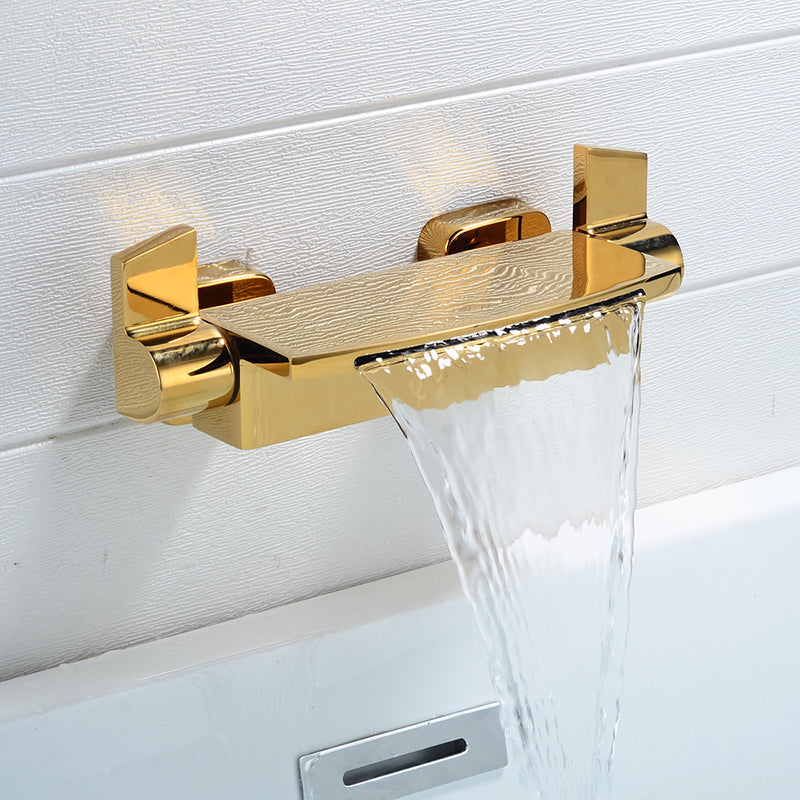 Modern Tub Spout Trim Copper Wall Mounted with Handshower Waterfall Bath Filler Gold Hand Shower Not Included Clearhalo 'Bathroom Remodel & Bathroom Fixtures' 'Bathtub Faucets' 'bathtub_faucets' 'Home Improvement' 'home_improvement' 'home_improvement_bathtub_faucets' 7260875