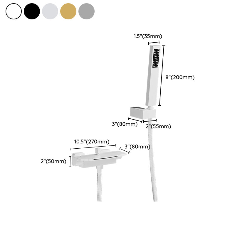 Modern Tub Spout Trim Copper Wall Mounted with Handshower Waterfall Bath Filler Clearhalo 'Bathroom Remodel & Bathroom Fixtures' 'Bathtub Faucets' 'bathtub_faucets' 'Home Improvement' 'home_improvement' 'home_improvement_bathtub_faucets' 7260884