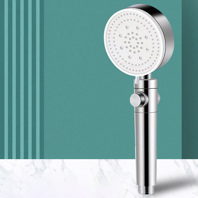 Modern Shower Head Handheld Round Plastic Self-cleaning Shower Head Silver Hand Shower Clearhalo 'Bathroom Remodel & Bathroom Fixtures' 'Home Improvement' 'home_improvement' 'home_improvement_shower_heads' 'Shower Heads' 'shower_heads' 'Showers & Bathtubs Plumbing' 'Showers & Bathtubs' 7260909