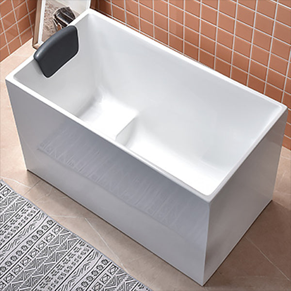 Stand Alone Antique Finish Bathtub Rectangular Soaking Modern Bath Tub With Seat Tub with Pillow Clearhalo 'Bathroom Remodel & Bathroom Fixtures' 'Bathtubs' 'Home Improvement' 'home_improvement' 'home_improvement_bathtubs' 'Showers & Bathtubs' 7261424