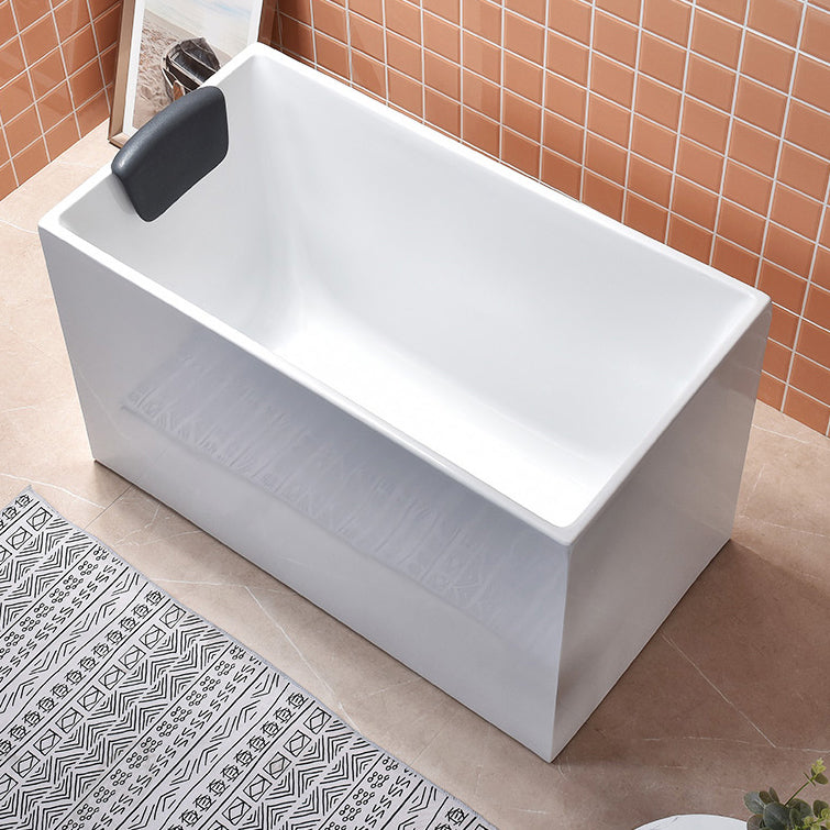 Stand Alone Antique Finish Bathtub Rectangular Soaking Modern Bath Tub Without Seat Tub with Pillow Clearhalo 'Bathroom Remodel & Bathroom Fixtures' 'Bathtubs' 'Home Improvement' 'home_improvement' 'home_improvement_bathtubs' 'Showers & Bathtubs' 7261427