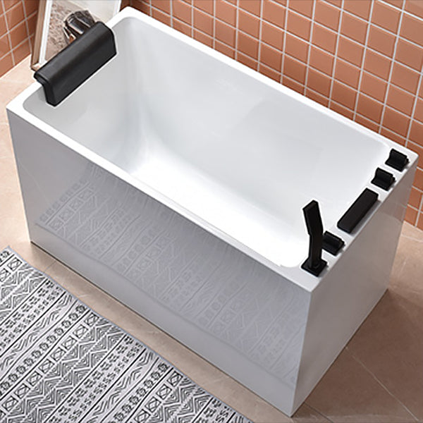 Stand Alone Antique Finish Bathtub Rectangular Soaking Modern Bath Tub Without Seat Tub with Black 5-Piece Set Clearhalo 'Bathroom Remodel & Bathroom Fixtures' 'Bathtubs' 'Home Improvement' 'home_improvement' 'home_improvement_bathtubs' 'Showers & Bathtubs' 7261429