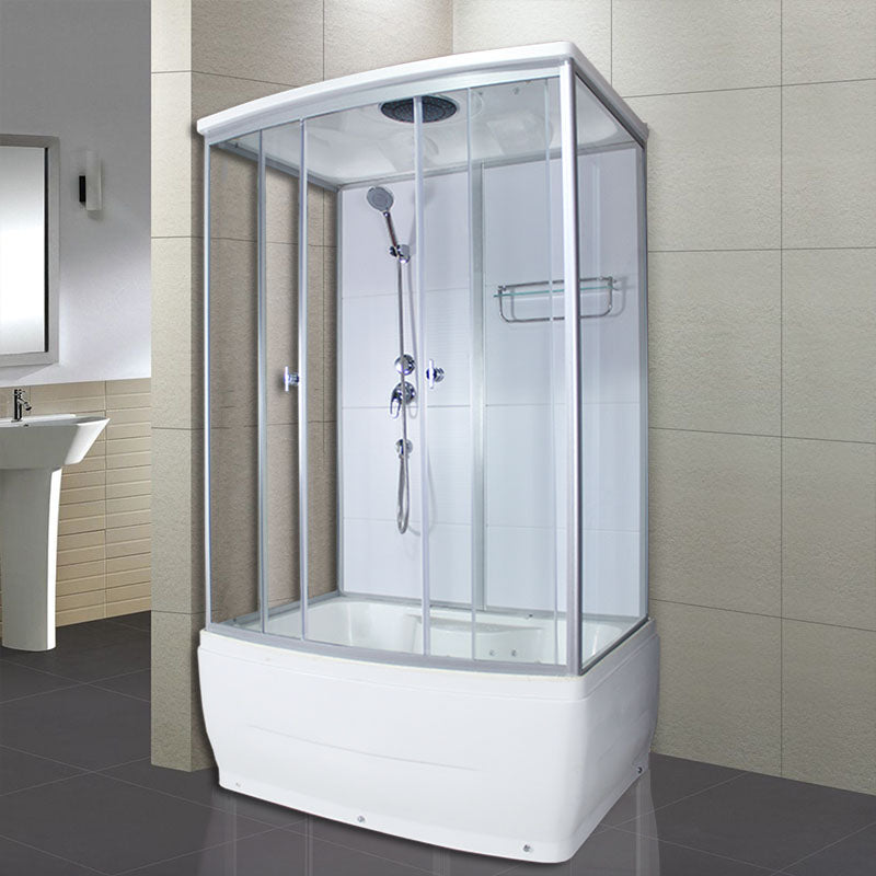 Modern Shower Kit with Base Foundation Sliding Door Shower Stall White 33"L x 47"W x 87"H Left Clearhalo 'Bathroom Remodel & Bathroom Fixtures' 'Home Improvement' 'home_improvement' 'home_improvement_shower_stalls_enclosures' 'Shower Stalls & Enclosures' 'shower_stalls_enclosures' 'Showers & Bathtubs' 7262068