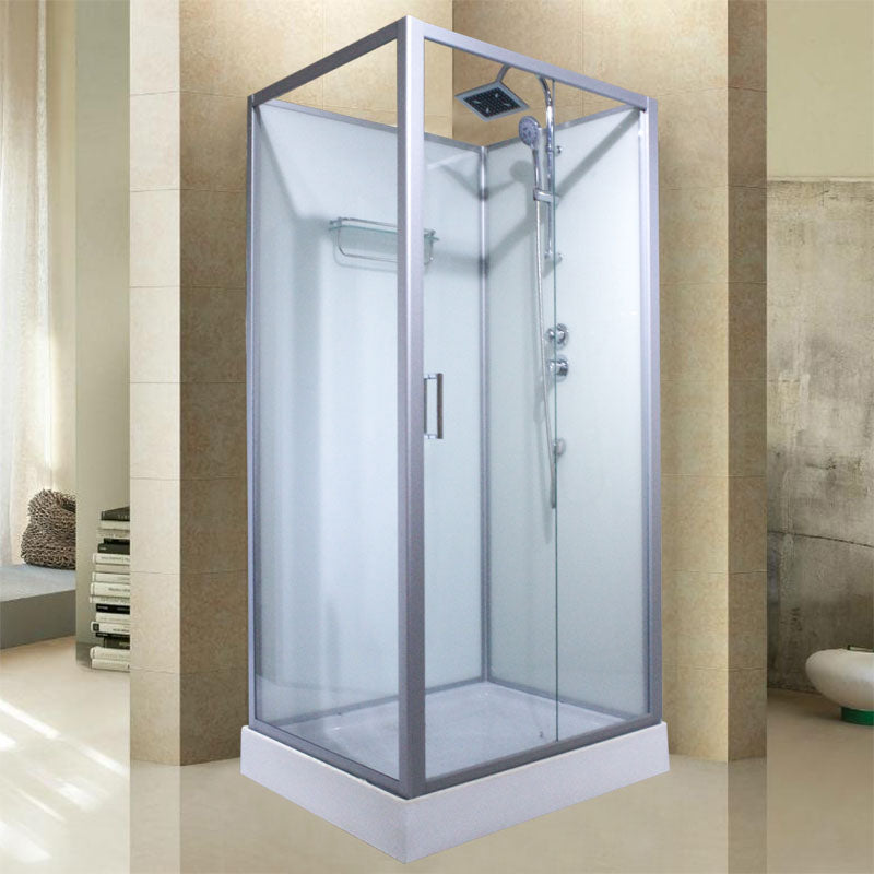 Modern Shower Kit with Base Foundation Sliding Door Shower Stall White Clearhalo 'Bathroom Remodel & Bathroom Fixtures' 'Home Improvement' 'home_improvement' 'home_improvement_shower_stalls_enclosures' 'Shower Stalls & Enclosures' 'shower_stalls_enclosures' 'Showers & Bathtubs' 7262071