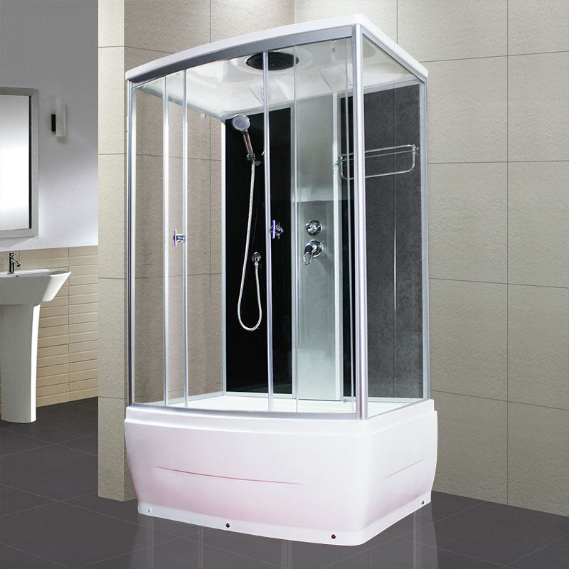 Modern Shower Kit with Base Foundation Sliding Door Shower Stall Black 33"L x 47"W x 87"H Left Clearhalo 'Bathroom Remodel & Bathroom Fixtures' 'Home Improvement' 'home_improvement' 'home_improvement_shower_stalls_enclosures' 'Shower Stalls & Enclosures' 'shower_stalls_enclosures' 'Showers & Bathtubs' 7262079