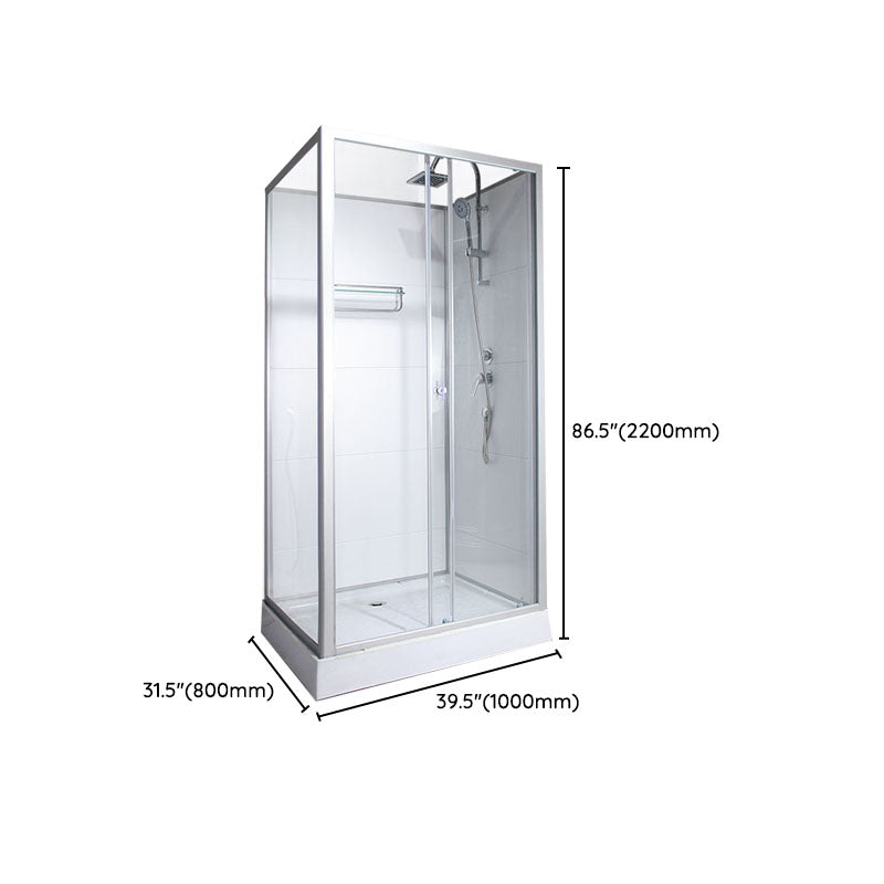Modern Shower Kit with Base Foundation Sliding Door Shower Stall Clearhalo 'Bathroom Remodel & Bathroom Fixtures' 'Home Improvement' 'home_improvement' 'home_improvement_shower_stalls_enclosures' 'Shower Stalls & Enclosures' 'shower_stalls_enclosures' 'Showers & Bathtubs' 7262092