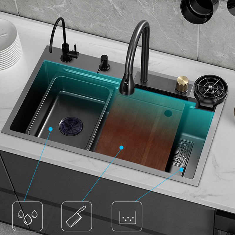 Single Basin Kitchen Sink Contemporary Stainless Steel Kitchen Sink Clearhalo 'Home Improvement' 'home_improvement' 'home_improvement_kitchen_sinks' 'Kitchen Remodel & Kitchen Fixtures' 'Kitchen Sinks & Faucet Components' 'Kitchen Sinks' 'kitchen_sinks' 7263257