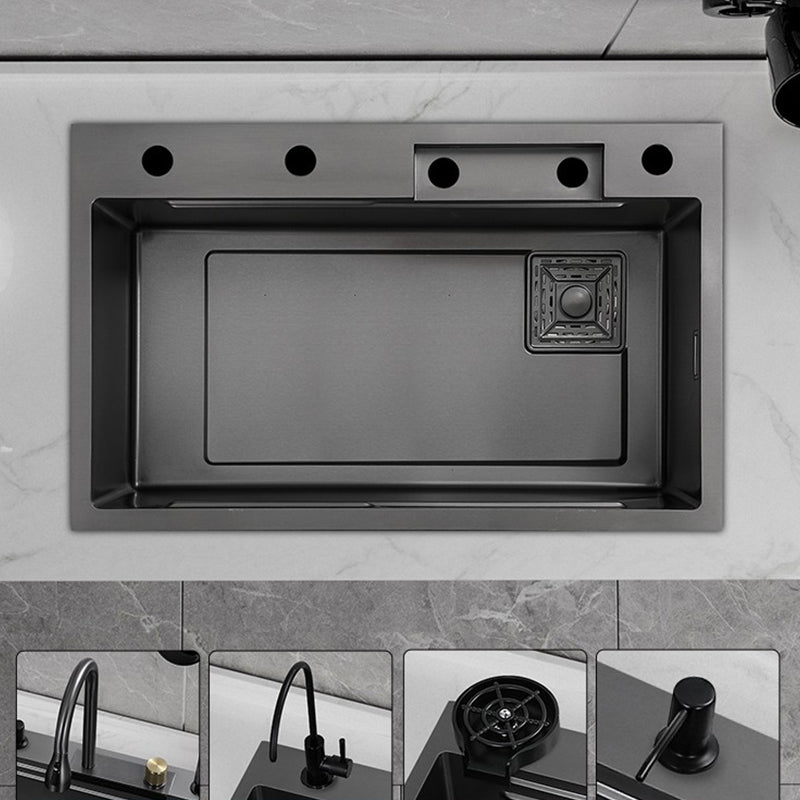 Single Basin Kitchen Sink Contemporary Stainless Steel Kitchen Sink Clearhalo 'Home Improvement' 'home_improvement' 'home_improvement_kitchen_sinks' 'Kitchen Remodel & Kitchen Fixtures' 'Kitchen Sinks & Faucet Components' 'Kitchen Sinks' 'kitchen_sinks' 7263259