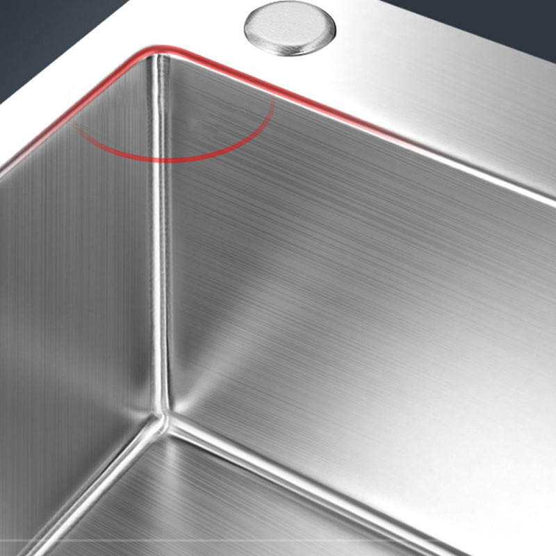 Stainless Steel Kitchen Sink Rectangular Shape Kitchen Sink with Drain Assembly Clearhalo 'Home Improvement' 'home_improvement' 'home_improvement_kitchen_sinks' 'Kitchen Remodel & Kitchen Fixtures' 'Kitchen Sinks & Faucet Components' 'Kitchen Sinks' 'kitchen_sinks' 7263302