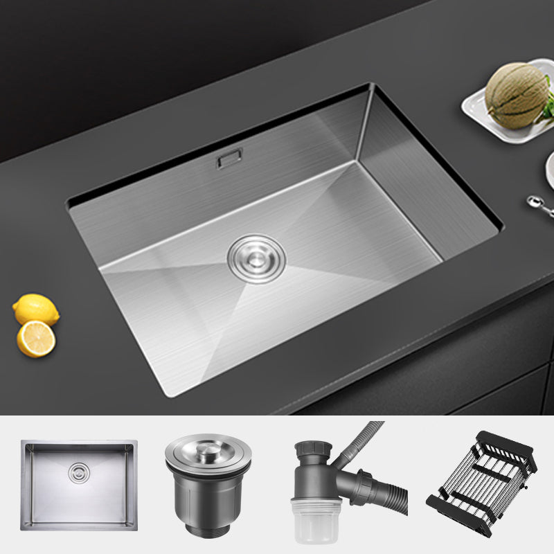 Single Bowl Kitchen Sink Stainless Steel Kitchen Sink with Drain Assembly Sink Only None Clearhalo 'Home Improvement' 'home_improvement' 'home_improvement_kitchen_sinks' 'Kitchen Remodel & Kitchen Fixtures' 'Kitchen Sinks & Faucet Components' 'Kitchen Sinks' 'kitchen_sinks' 7263318