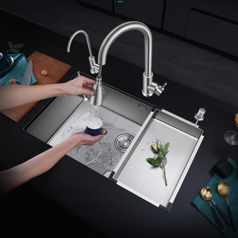 Single Bowl Kitchen Sink Stainless Steel Kitchen Sink with Drain Assembly Clearhalo 'Home Improvement' 'home_improvement' 'home_improvement_kitchen_sinks' 'Kitchen Remodel & Kitchen Fixtures' 'Kitchen Sinks & Faucet Components' 'Kitchen Sinks' 'kitchen_sinks' 7263320