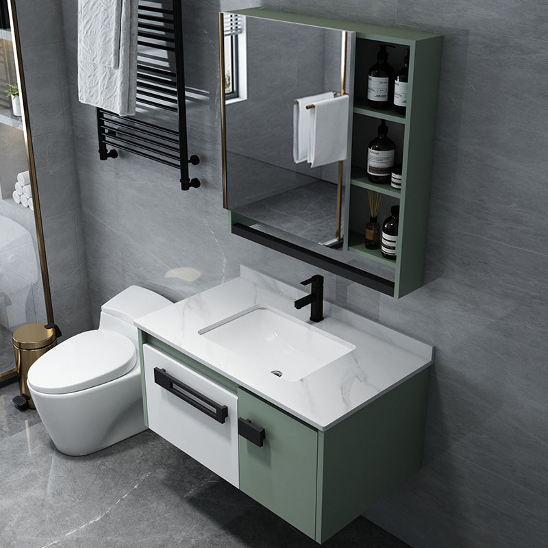 Glam Wood Sink Vanity Wood Wall Mount Bathroom Vanity with Mirror Clearhalo 'Bathroom Remodel & Bathroom Fixtures' 'Bathroom Vanities' 'bathroom_vanities' 'Home Improvement' 'home_improvement' 'home_improvement_bathroom_vanities' 7263443