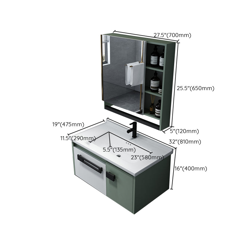 Glam Wood Sink Vanity Wood Wall Mount Bathroom Vanity with Mirror Clearhalo 'Bathroom Remodel & Bathroom Fixtures' 'Bathroom Vanities' 'bathroom_vanities' 'Home Improvement' 'home_improvement' 'home_improvement_bathroom_vanities' 7263464