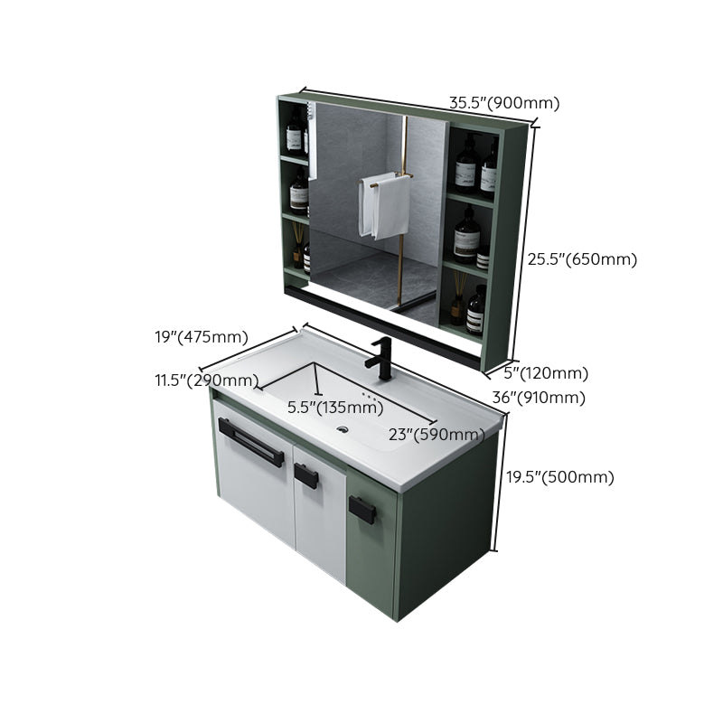 Glam Wood Sink Vanity Wood Wall Mount Bathroom Vanity with Mirror Clearhalo 'Bathroom Remodel & Bathroom Fixtures' 'Bathroom Vanities' 'bathroom_vanities' 'Home Improvement' 'home_improvement' 'home_improvement_bathroom_vanities' 7263466