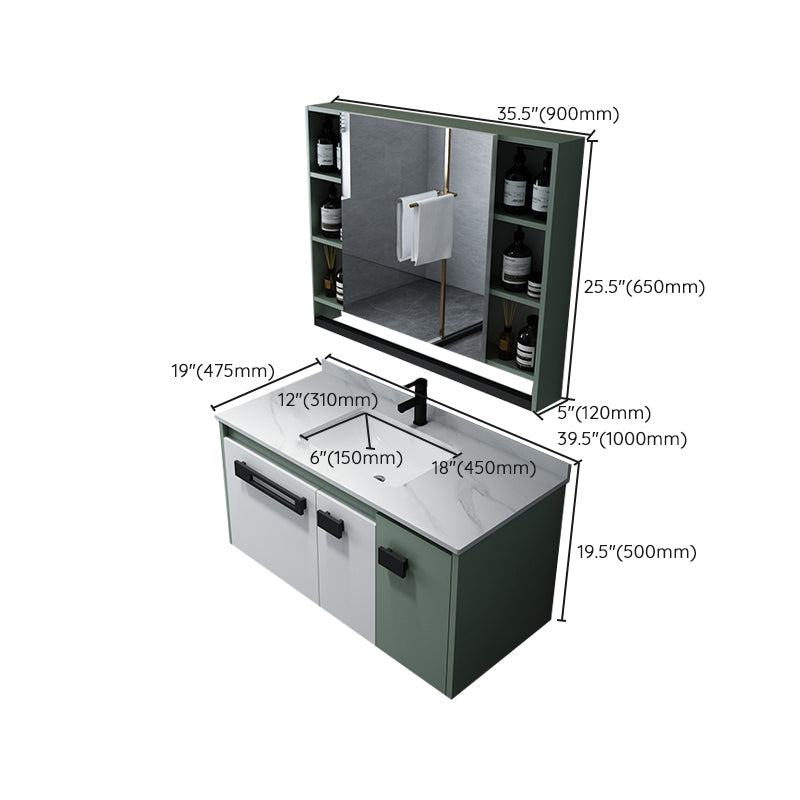 Glam Wood Sink Vanity Wood Wall Mount Bathroom Vanity with Mirror Clearhalo 'Bathroom Remodel & Bathroom Fixtures' 'Bathroom Vanities' 'bathroom_vanities' 'Home Improvement' 'home_improvement' 'home_improvement_bathroom_vanities' 7263467