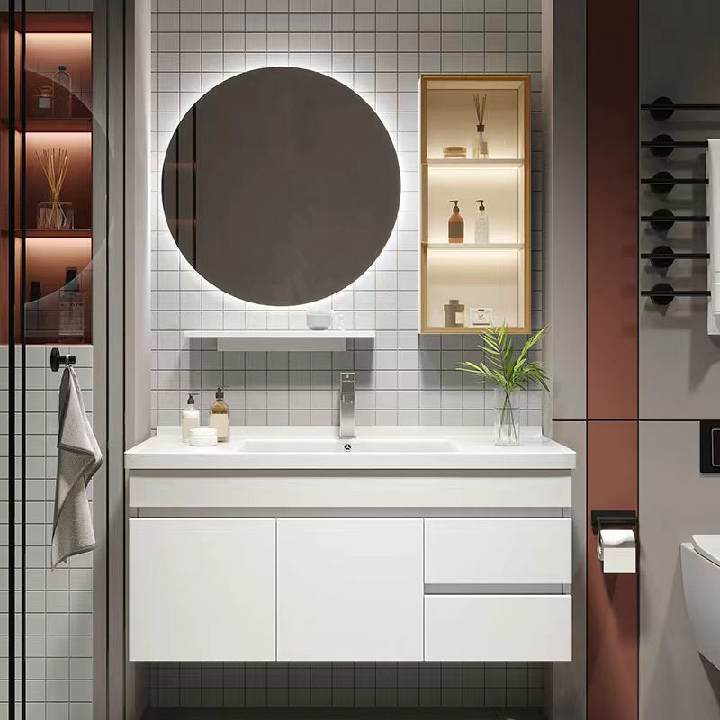 Glam Bathroom Sink Vanity Wall Mount Bathroom Vanity Set with Mirror Clearhalo 'Bathroom Remodel & Bathroom Fixtures' 'Bathroom Vanities' 'bathroom_vanities' 'Home Improvement' 'home_improvement' 'home_improvement_bathroom_vanities' 7263900