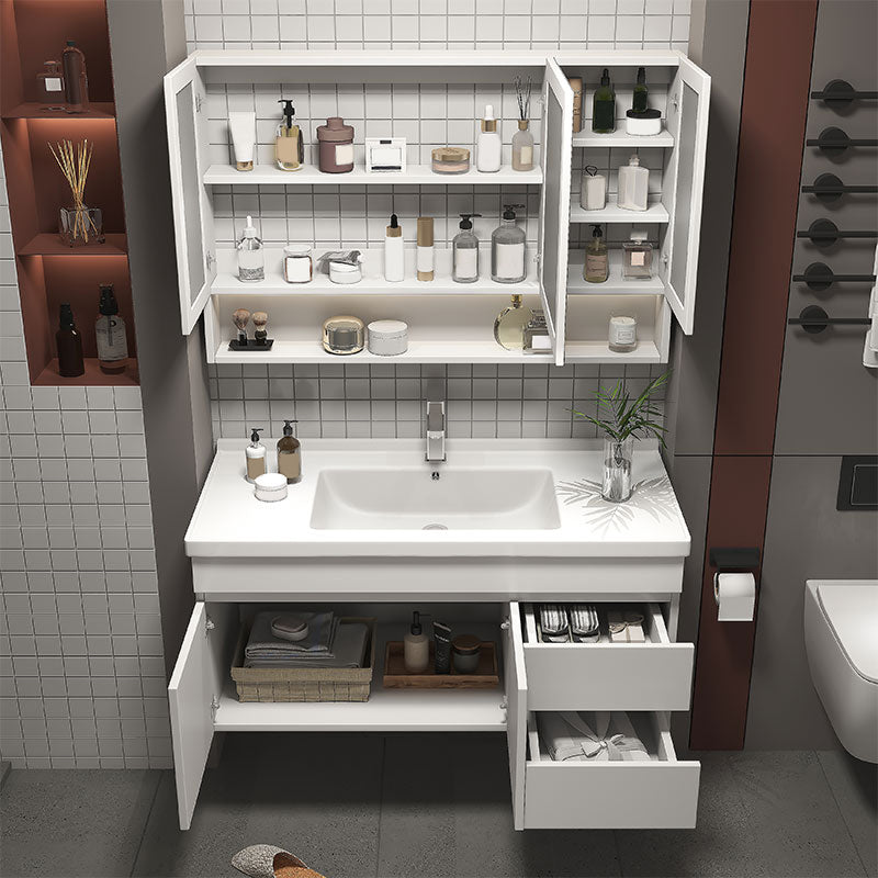 Glam Bathroom Sink Vanity Wall Mount Bathroom Vanity Set with Mirror Clearhalo 'Bathroom Remodel & Bathroom Fixtures' 'Bathroom Vanities' 'bathroom_vanities' 'Home Improvement' 'home_improvement' 'home_improvement_bathroom_vanities' 7263904