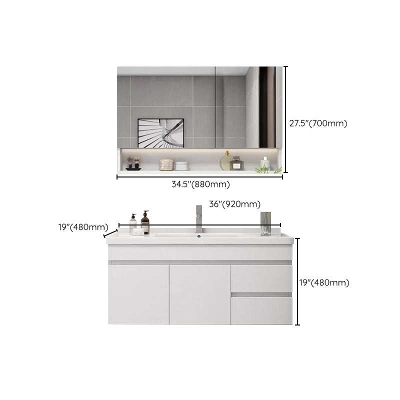 Glam Bathroom Sink Vanity Wall Mount Bathroom Vanity Set with Mirror Clearhalo 'Bathroom Remodel & Bathroom Fixtures' 'Bathroom Vanities' 'bathroom_vanities' 'Home Improvement' 'home_improvement' 'home_improvement_bathroom_vanities' 7263914